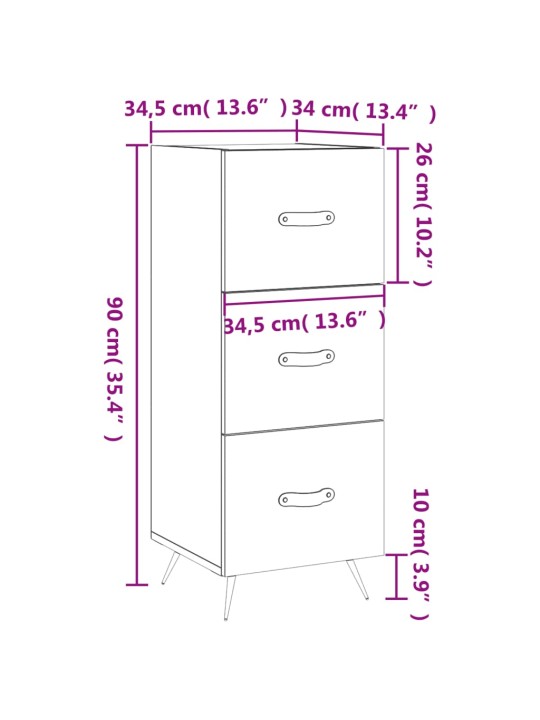 Puhvetkapp, hall sonoma tamm, 34,5x34x90 cm, tehispuit