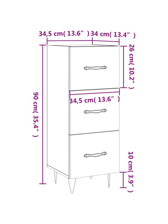 Puhvetkapp, hall sonoma tamm, 34,5x34x90 cm, tehispuit