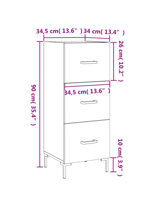 Puhvetkapp, hall sonoma tamm, 34,5x34x90 cm, tehispuit