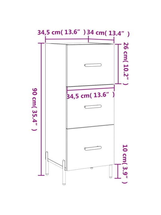 Puhvetkapp, hall sonoma tamm, 34,5x34x90 cm, tehispuit