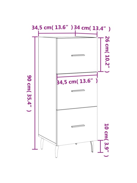 Puhvetkapp, hall sonoma tamm, 34,5x34x90 cm, tehispuit