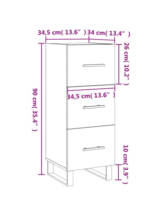 Puhvetkapp, hall sonoma tamm, 34,5x34x90 cm, tehispuit