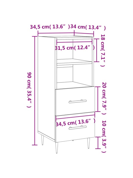 Puhvetkapp, hall sonoma tamm, 34,5x34x90 cm, tehispuit