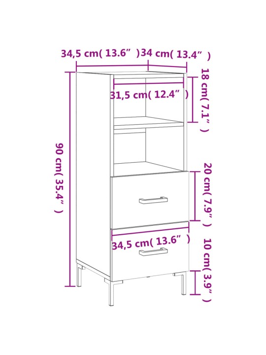 Puhvetkapp, hall sonoma tamm, 34,5x34x90 cm, tehispuit