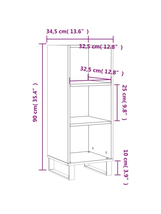 Puhvetkapp, kõrgläikega valge, 34,5 x 32,5 x 90 cm, tehispuit