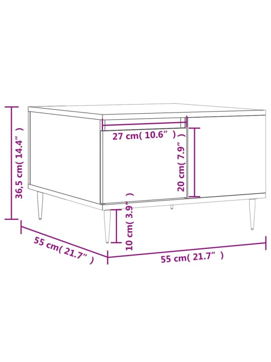 Kohvilaud, hall sonoma, 55 x 55 x 36,5 cm, tehispuit