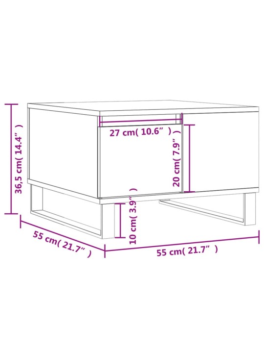 Kohvilaud, hall sonoma, 55 x 55 x 36,5 cm, tehispuit