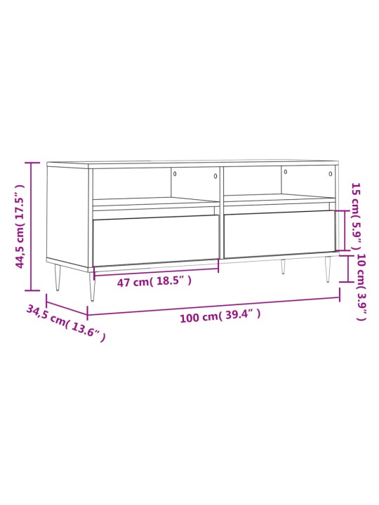 Telerikapp, suitsutatud tamm, 100x34,5x44,5 cm, tehispuit