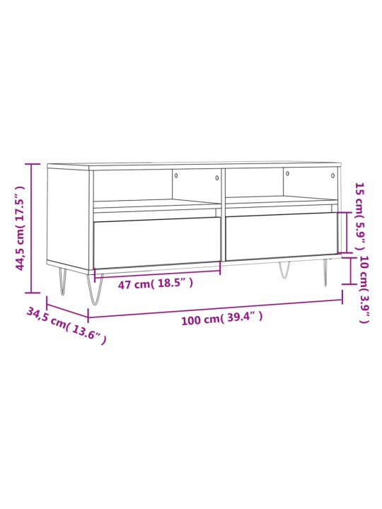 Telerikapp, suitsutatud tamm, 100x34,5x44,5 cm, tehispuit