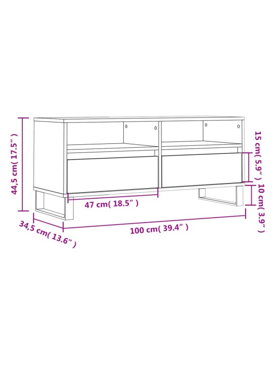 Telerikapp, valge, 100 x 34,5 x 44,5 cm, tehispuit