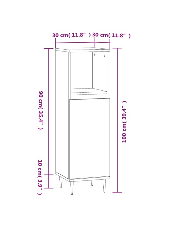 Vannitoakapp, suitsutatud tamm, 30 x 30 x 100 cm, tehispuit