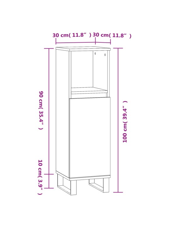 Vannitoakapp, suitsutatud tamm, 30 x 30 x 100 cm, tehispuit