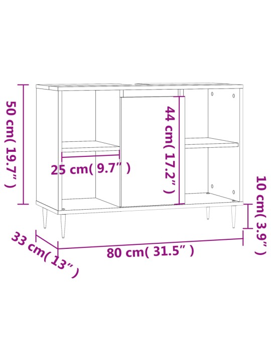 Vannitoakapp, must, 80 x 33 x 60 cm, tehispuit