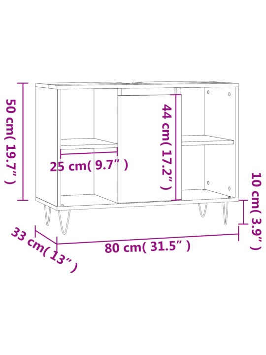 Vannitoakapp, must, 80 x 33 x 60 cm, tehispuit