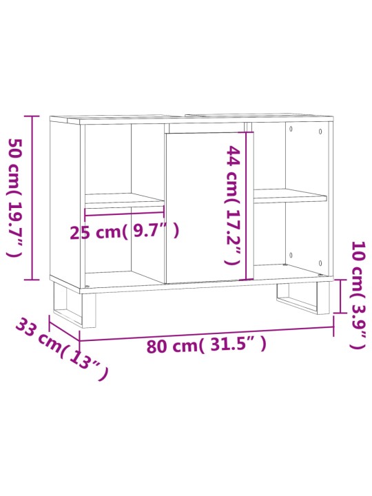 Vannitoakapp, must, 80 x 33 x 60 cm, tehispuit