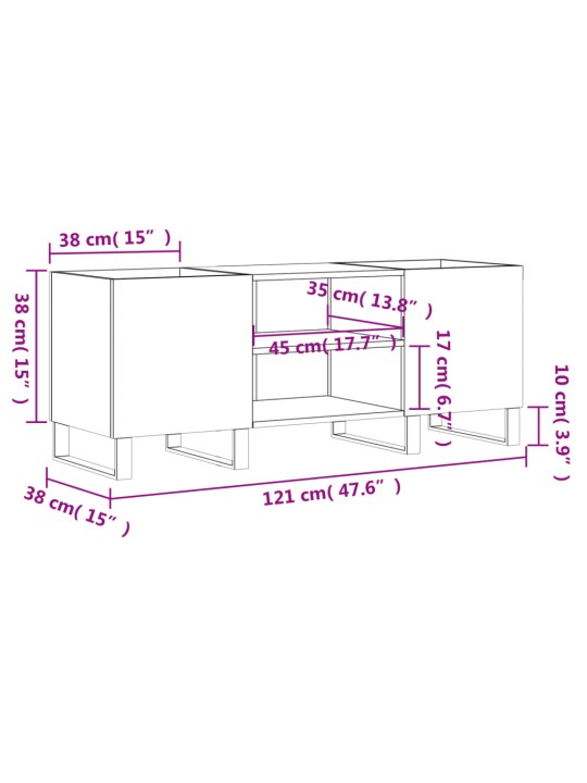 Plaadikapp, suitsutatud tamm, 121 x 38 x 48 cm, tehispuit