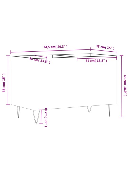 Plaadikapp, suitsutatud tamm, 74,5 x 38 x 48 cm, tehispuit