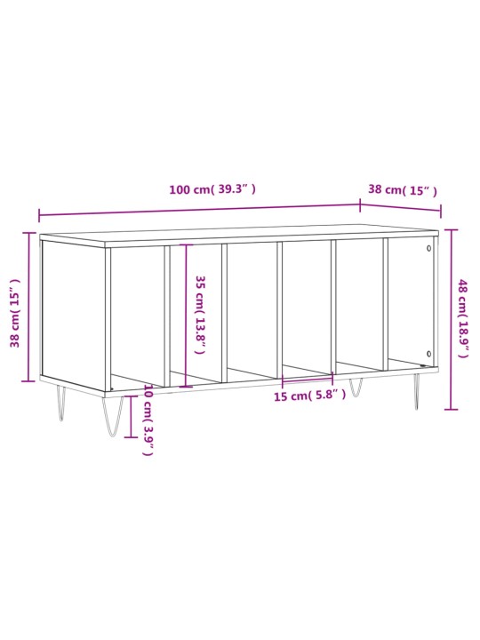 Plaadikapp, sonoma tamm, 100 x 38 x 48 cm, tehispuit