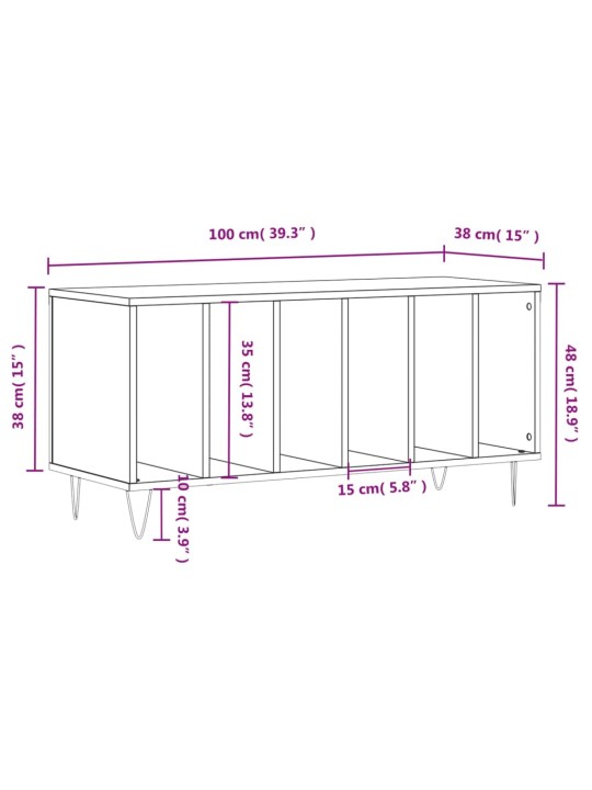 Plaadikapp, suitsutatud tamm, 100 x 38 x 48 cm, tehispuit