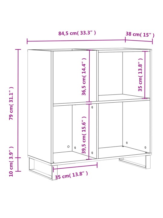 Plaadikapp, valge, 84,5 x 38 x 89 cm, tehispuit