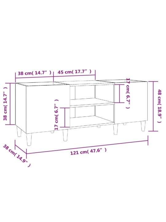 Plaadikapp, suitsutatud tamm, 121 x 38 x 48 cm, tehispuit