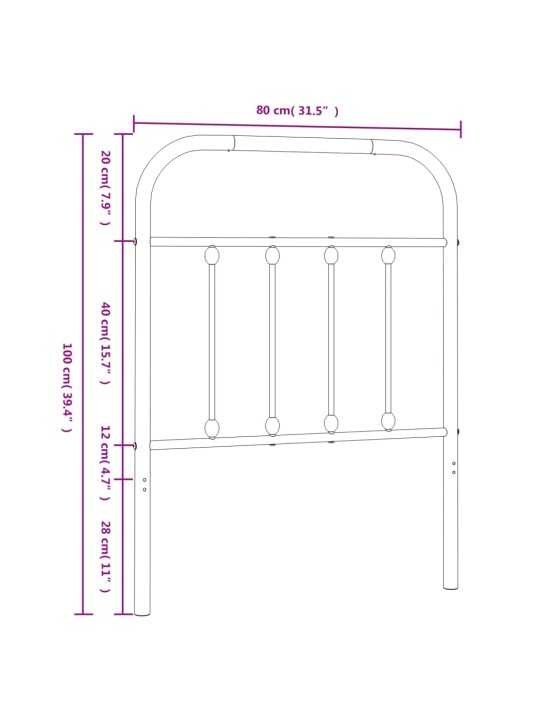 Metallist voodipeats, must, 75 cm