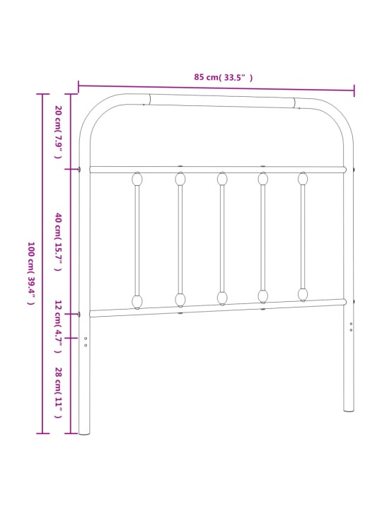 Metallist voodipeats, must, 80 cm