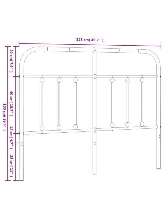 Metallist voodipeats, must, 120 cm