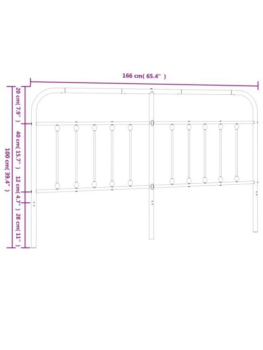 Metallist voodipeats, must, 160 cm