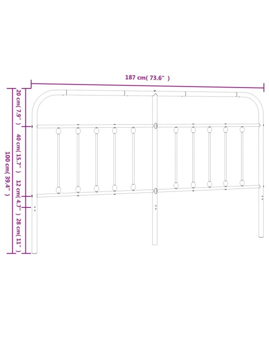 Metallist voodipeats, must, 180 cm