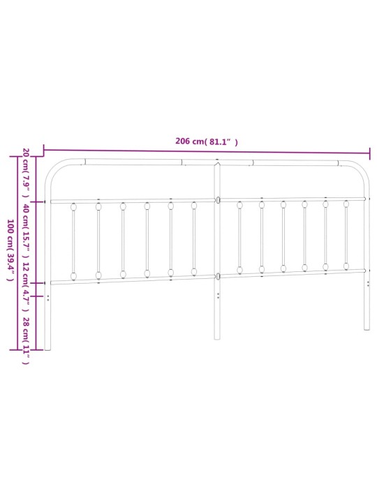 Metallist voodipeats, must, 200 cm