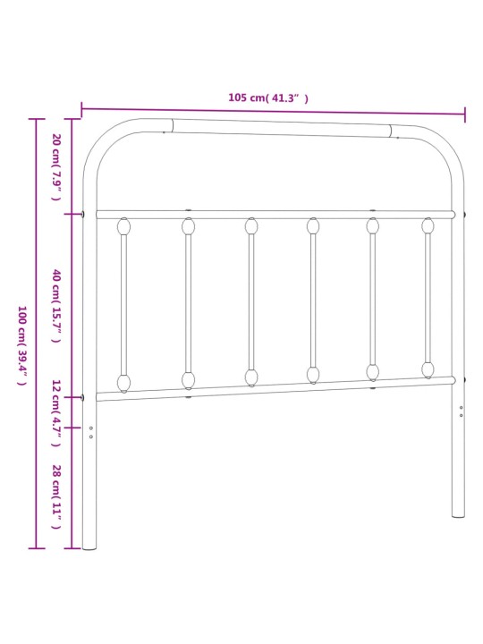 Metallist voodipeats, valge, 100 cm