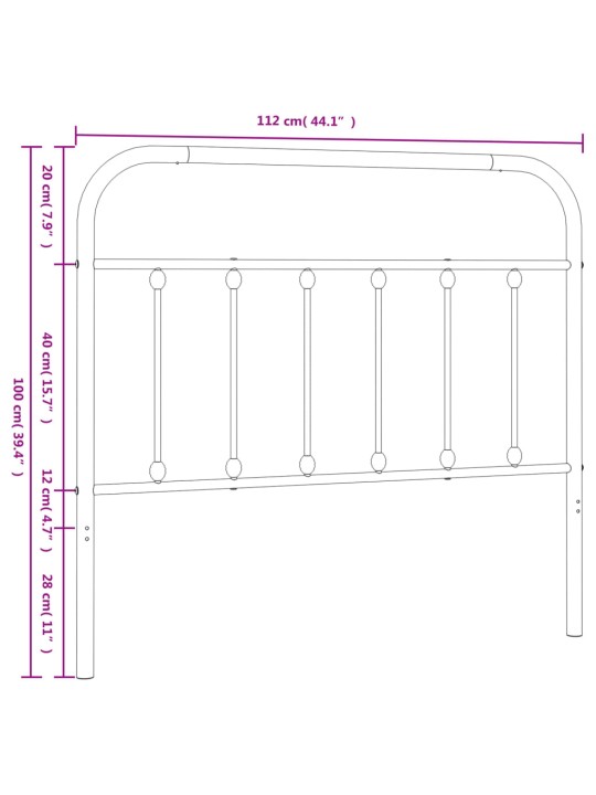 Metallist voodipeats, valge, 107 cm