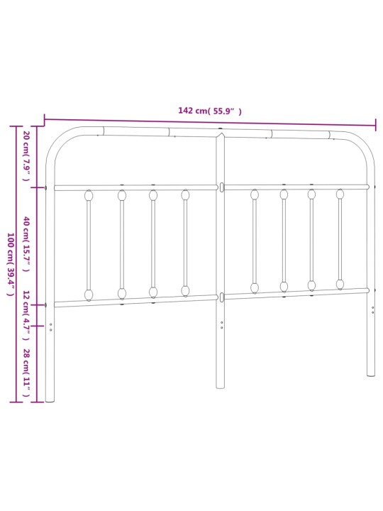 Metallist voodipeats, valge, 135 cm