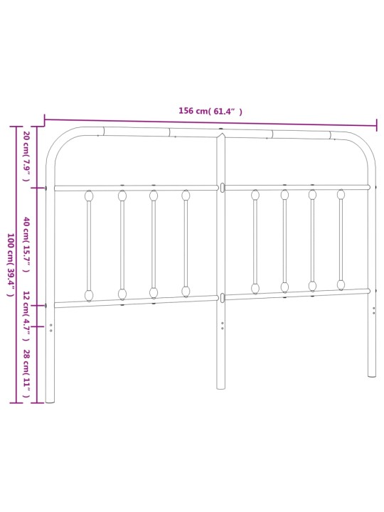 Metallist voodipeats, valge, 150 cm