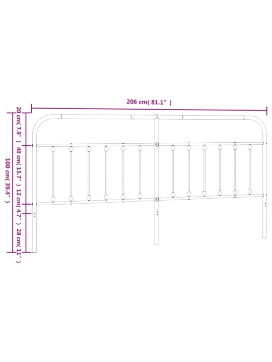 Metallist voodipeats, valge, 200 cm