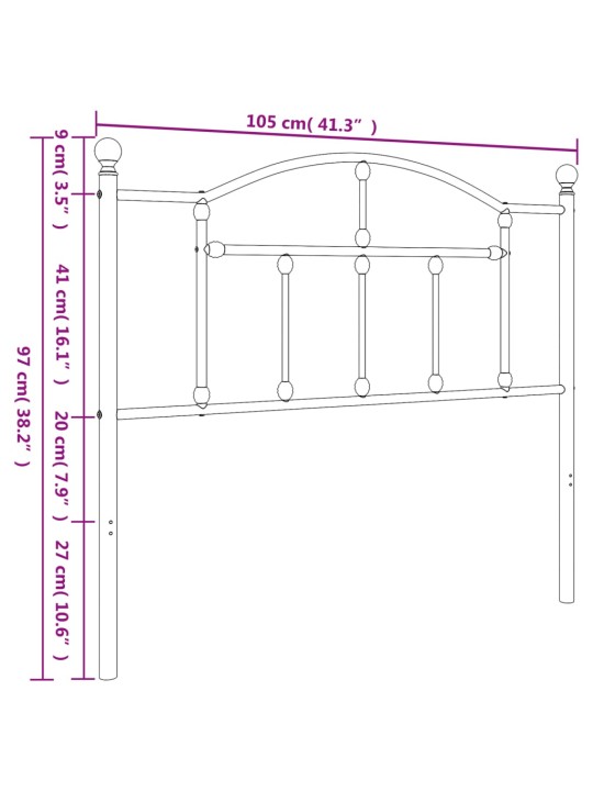 Metallist voodipeats, must, 100 cm