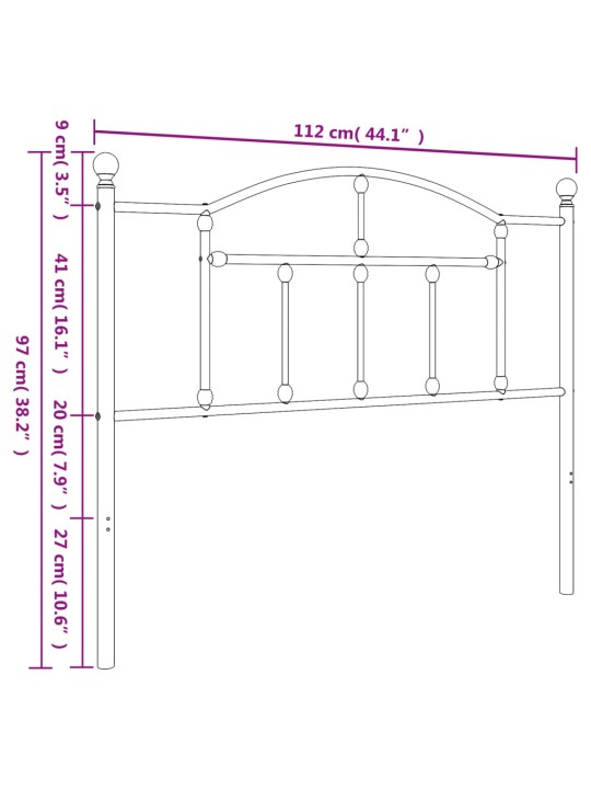 Metallist voodipeats, must, 107 cm