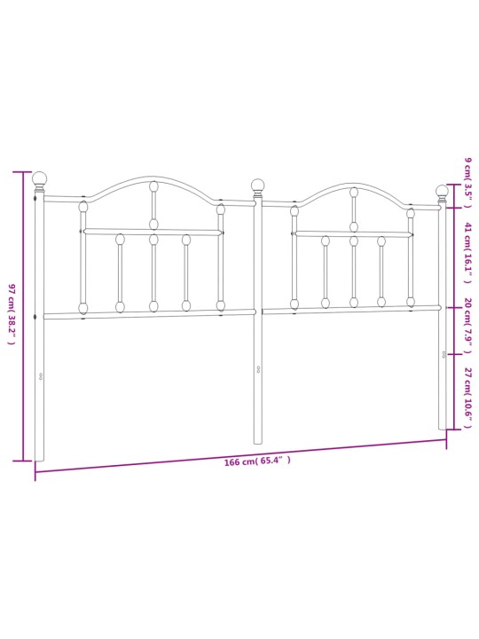 Metallist voodipeats, must, 160 cm