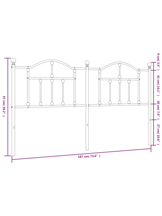 Metallist voodipeats, must, 180 cm