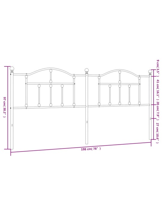 Metallist voodipeats, must, 193 cm