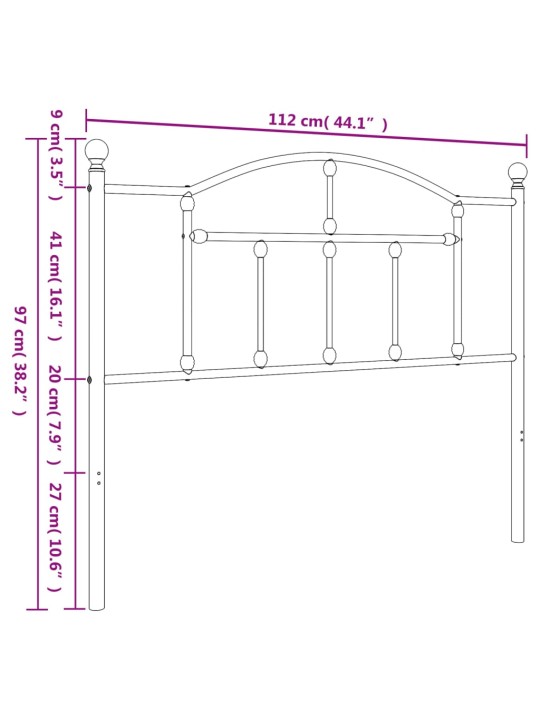 Metallist voodipeats, valge, 107 cm