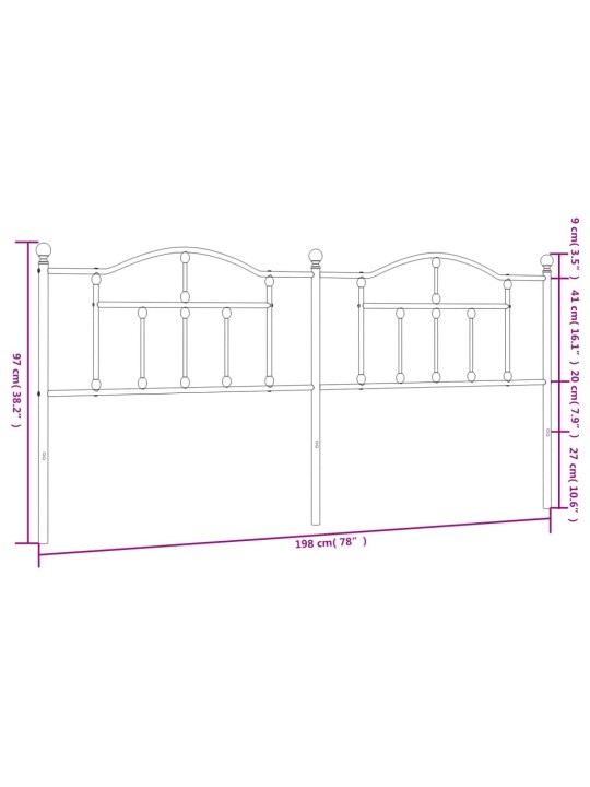 Metallist voodipeats, valge, 193 cm