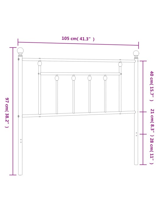 Metallist voodipeats, must, 100 cm