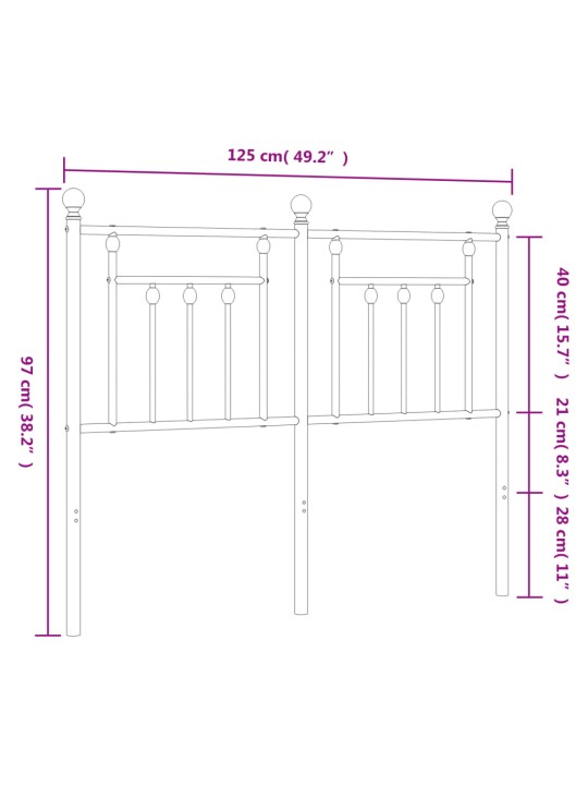 Metallist voodipeats, must, 120 cm