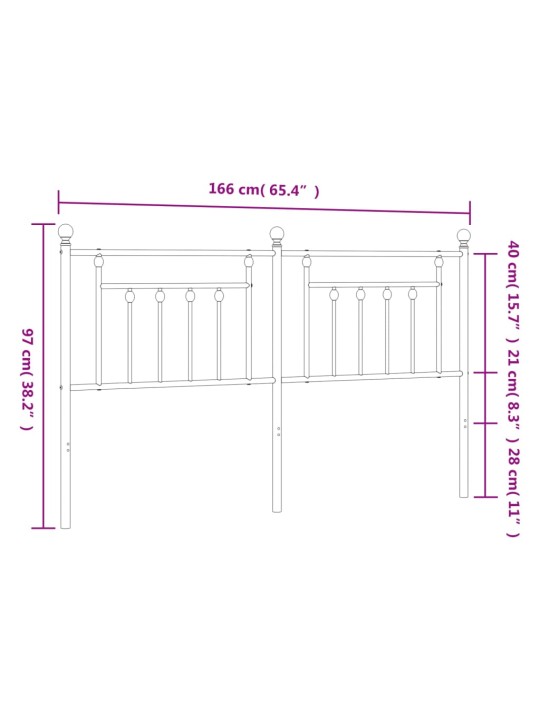 Metallist voodipeats, must, 160 cm