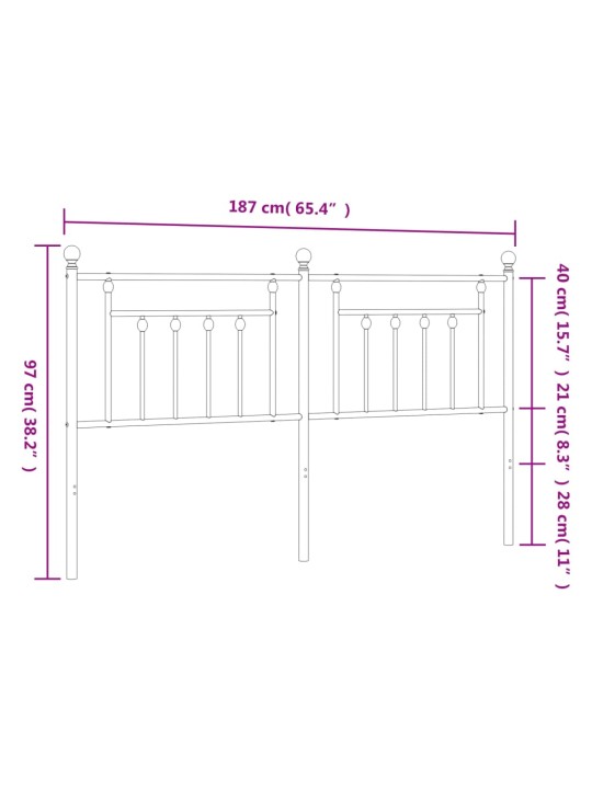 Metallist voodipeats, must, 180 cm