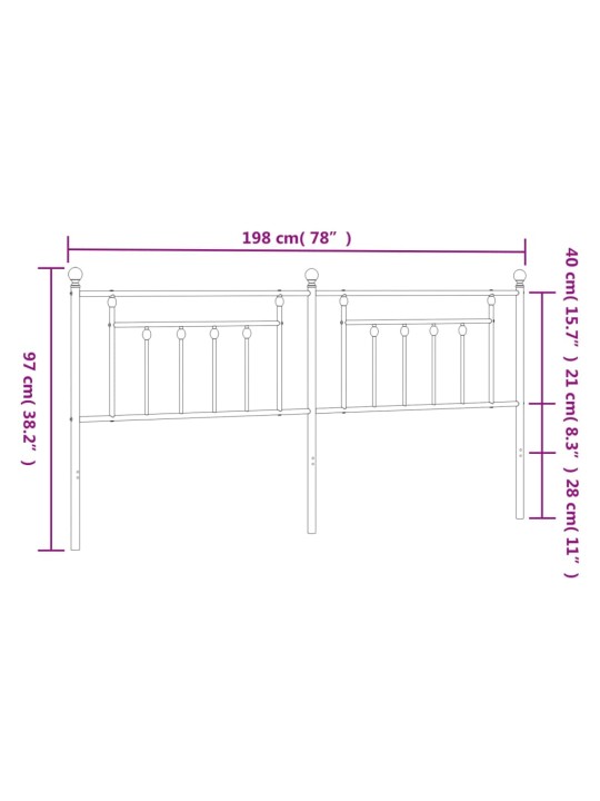 Metallist voodipeats, must, 193 cm