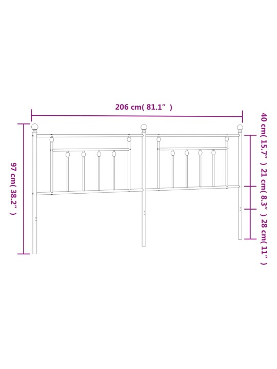 Metallist voodipeats, must, 200 cm