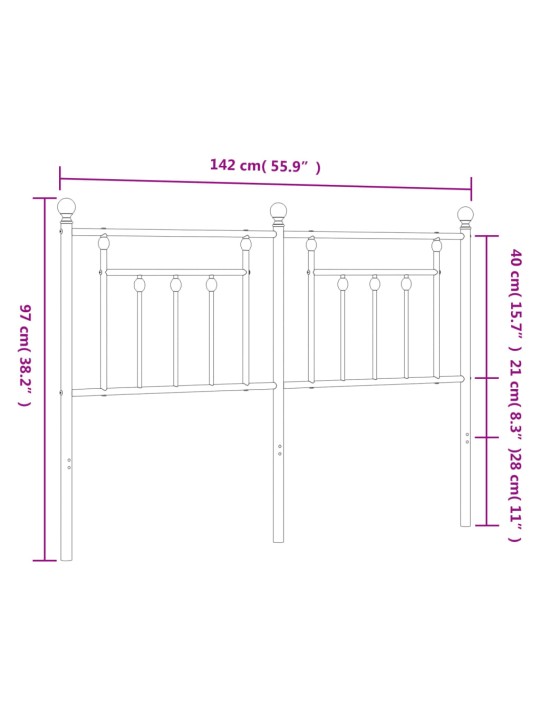 Metallist voodipeats, valge, 135 cm